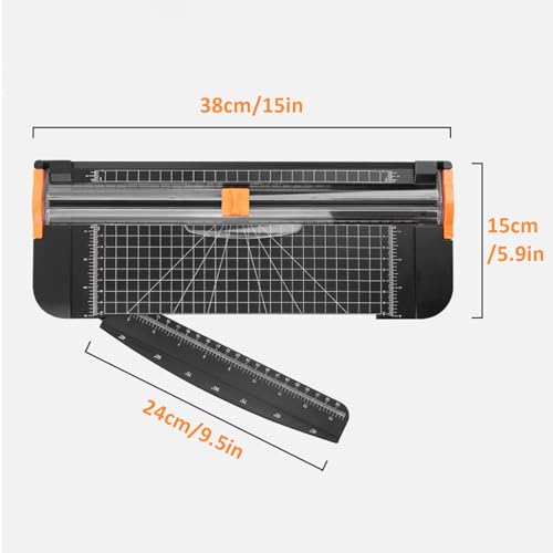 Portable Paper Cutter, 12.2 Inch Desktop A4 Paper Trimmer with Sliding Cutter Head, Side Ruler, and Safety Features for Crafting Photos, Cards, Office Supplies