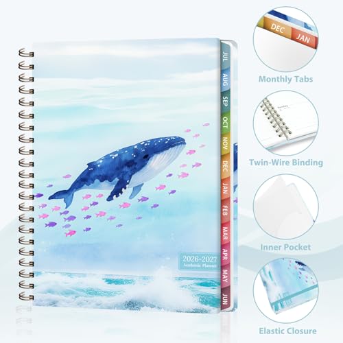 Planner 2026-2027, Weekly and Monthly Academic Year Calendar Planner, July 2026 - June 2027, Daily Agenda Book for Office School Supplies, Letter Size(8.5'' x 11'') - color: 2607-Whale, size: 8.5"x11"(Jul 2026-Jun 2027)