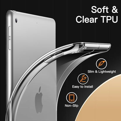 JETech Case for iPad 9.7-Inch (6th/5th Generation, 2018/2017), Soft TPU Transparent Slim Shockproof Tablet Cover (Clear) - color: Clear, size: iPad 6/5(2018/2017)