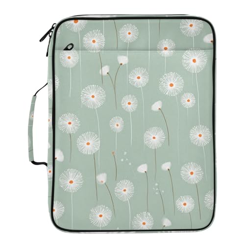 Mint Green Minimalist Dandelion Accordion File Organizer Expanding File Folder Zipper Binder 3 Ring with Handle 500 Sheets Capacity Document Organizer Storage Bag Multi Pockets Design - color: Mint Green Minimalist Dandelion