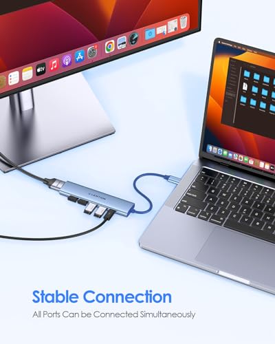 LENTION 6-in-1 USB C Hub, 4K@30Hz HDMI, 100W PD, 1 USB 3.0, 3 USB 2.0 | Ideal for Work & Study, Stable Driver 3.0 Certified, Compatible with macOS, iOS/iPadOS, Windows & ChromeOS (CH17, Blue) - color: Blue