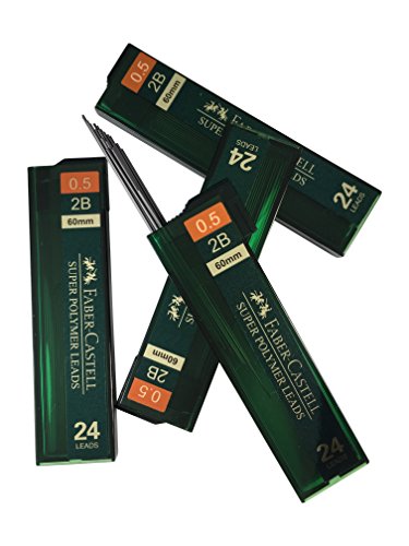 Faber-Castell 0.5mm 2B Mechanical Pencil Refills (96 Leads, 4 Tubes of 24 Leads Each)
