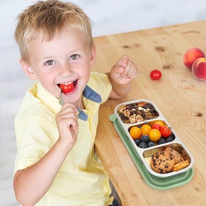 3 Compartment Stainless Steel Snack Containers. | Reusable Snackle Box Container with Leakproof Lids Metal Bento Lunch Boxs Food Storage Containers for Travel Picnics Office - color: 01-GN