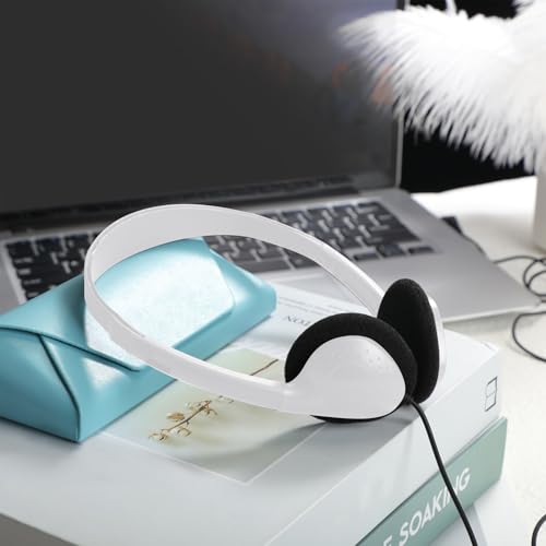 Flutesan 20 Pack Headphones Bulk Libraries Wired on Ear Headphones Over The Head Earphones for Boys Girls Adults(White) - color: White