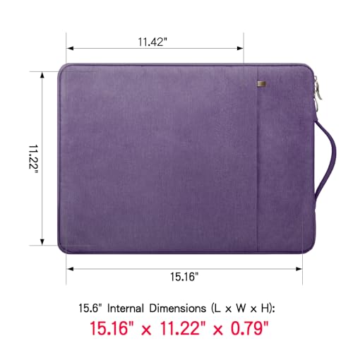 RAINYEAR 15.6 inch Laptop Sleeve Carrying Case with Handle & Pocket, Purple | Protective Padded Polyester Laptop Sleeve Case Briefcase Compatible with 15.6 Inch Notebook Computer Chromebook - color: Purple, size: 15.6"