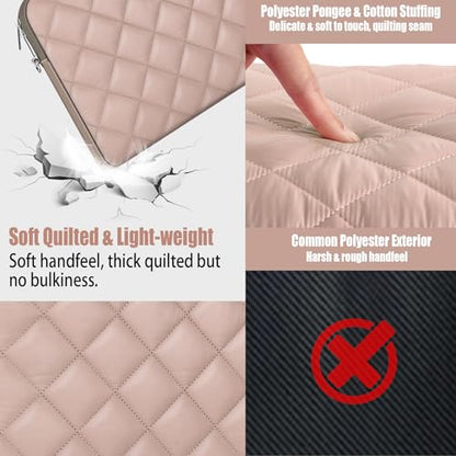 Puffy Quilted Laptop Sleeve with a Removable Shoulder Strap Compatible with MacBook Air 13 inch M2 A2681 M1 A2337 A2179 A1932 2023-2018/Pro 13 M2 M1 A2338 A2251 A2289 A2159 A1989 A1706 A1708 - color: Sleeve - Khaki, size: 13 inch