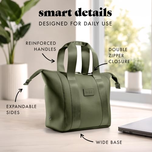Fit & Fresh Remi Lunch Bag for Women Work – Neoprene Lunch Tote with Containers & Ice Pack, Reusable Meal Prep Lunch Box, Large Capacity, Machine Washable - color: Olive Green