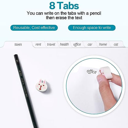 Fulmoon 320 Pieces 3 Ring Binder Dividers with Tabs 40 Sets 8 Tab Dividers for 3 Ring Binders Letter Size 3 Hole(White) - color: White