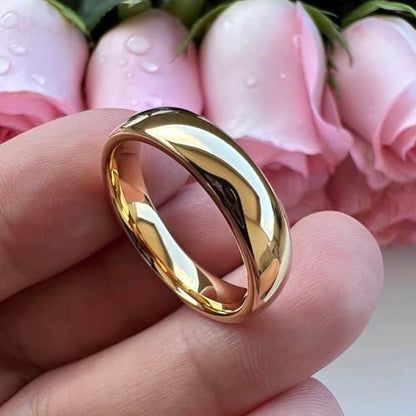 TUTISS 3mm 4mm 5mm 6mm 7mm 8mm 10mm Silver/Gold Tungsten Rings for Men Women Couple Fashion Jewelry Engagement Wedding Bands Domed Polished Comfort Fit - color: 6mm Gold Tungsten