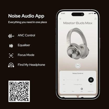 Noise Master Buds Max, Sound by Bose Wireless Over-Ear Headphones with Segment Leading Adaptive ANC, Dynamic EQ, LHDC 5.0, Immersive Spatial Audio,Upto 60H Playtime, App Support (Silver) - color: Silver