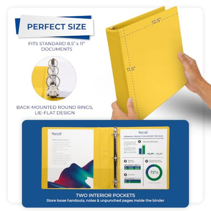 Samsill Economy 3 Ring Binder Organizer, 1.5 Inch Round Ring Binder, Customizable Clear View Cover, Yellow Binder - color: Yellow, size: 1-Pack, style: 1.5-Inch