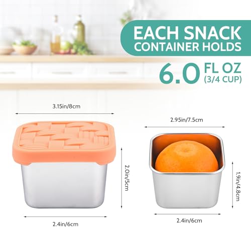 8PC 6oz Stainless Steel Snack Containers with lids, BPA-Free Metal Kids Snack Cups with Fork and Spoon, Leakproof Lunch Box Containers，Resuable Baby Food Storage Bowl - color: Deep Tones