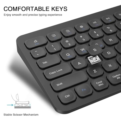 Keyboard, Wireless Bluetooth Keyboard, Multi-Device Ergonomic, Wireless, Compatible with Laptop/PC/Notebook/MacBook/Computer, for iPhone/iPad/iPad mini/iPad Air/Smart TV - color: BK