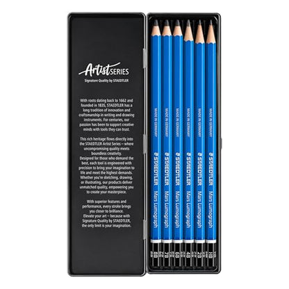 Staedtler Lumograph Graphite Drawing and Sketching Pencils 100G6, Set of 6 Degrees in an Attractive Storage Tin (100G6) - style: Tin of 6