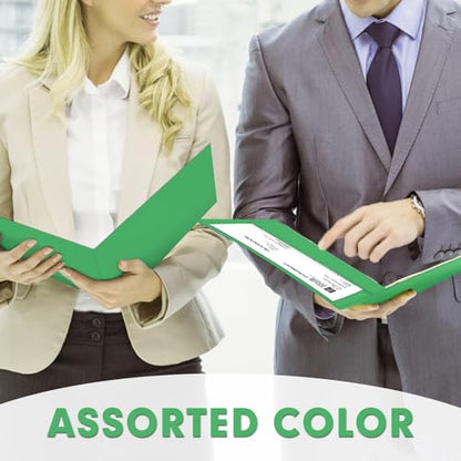 Two Pocket Folders, PANDRI 50 Pack 2 Pocket Folders, Letter Size Paper File Folder for School Office Home Business, Green - color: Green