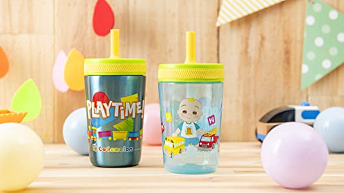 Zak Designs CoComelon Kelso Tumbler Set, Leak-Proof Screw-On Lid with Straw, Bundle for Kids Includes Plastic and Stainless Steel Cups with Bonus Sipper (3pc Set, Non-BPA) - color: CoComelon, size: 3 Piece Set (Pack of 1)