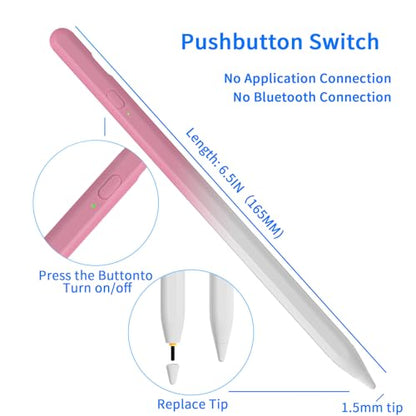 Stylus Pens for Touch Screens, Universal Fine Point iPad Pencil with Magnetic Adsorption Compatible with iPhone/iPad/Samsung/Android/Tablet & Other Touch Screens (White Gradient Pink) - color: White Gradient Pink