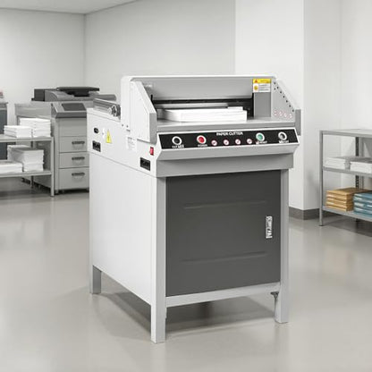 VEVOR Electric Paper Cutter, Heavy Duty Metal Paper Cutter Machine, 17.72 inch Cutting Width, 1.57 inch Cutting Thickness, Electric Guillotine Trimmer with Infrared Function and Spare Blade