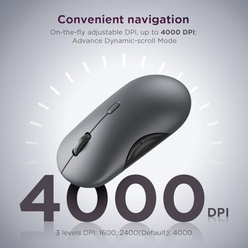 Lenovo 700 Multi-Device Wireless Mouse, Bluetooth or 2.4 GHz USB-A Connection, Connect up to 3 Devices, 36 Month Battery Life, Luna Grey - color: Luna Grey