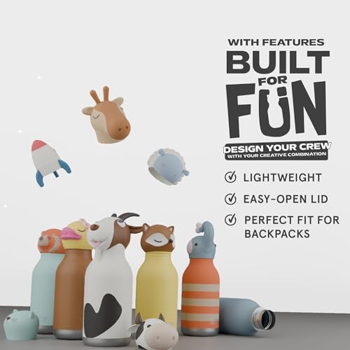 asobu Bestie Bottle Insulated Stainless Steel Water Bottle with Detachable Soft Animal Head Fun Drinking For Kids and Teens with Flexible Reusable Straw 16 Ounce (Koala) - color: FINN THE KOALA