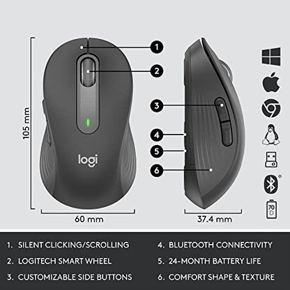 Logitech Signature MK650 Combo for Business Keyboard and Mouse - Graphite | Logi Bolt, Bluetooth, SmartWheel, globally certified, Windows, Mac, Chrome, Linux compatible, designed for business - color: Graphite, style: Combo w. Small Mouse