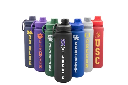Northwestern Logo Water Bottle - Black Double Walled Stainless Steel 24 oz Keeps Drinks Cold or Hot - color: Northwestern - Black