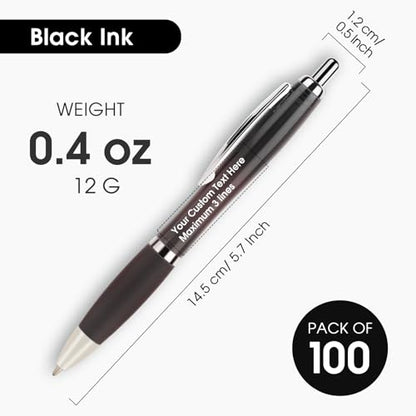 Pack of 100 Custom Logo Pens - Personalized Clear Ballpoint Pens - color: Multicolor
