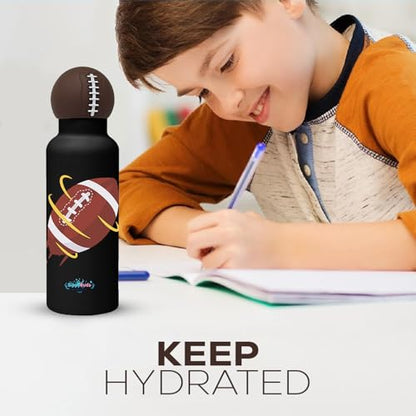 Game Time Football Water Bottle - Insulated Water bottle with Football Design for Enthusiasts – Stainless Steel Water Bottle with Leak Proof Design - 16oz - color: Football Bottle