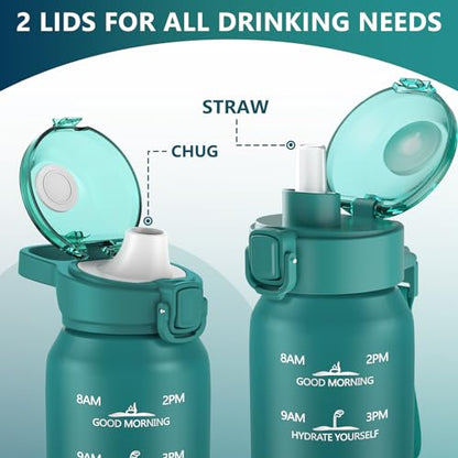 SLUXKE Insulated water bottle with Straw and Chug Lids, 18/10 Stainless Steel 24oz Water Bottle BPA Free, Double Wall Vacuum Wide Mouth Insulated Water Bottle for Men, Women & Kids BLUE BLUE - color: BLUE BLUE, size: 24 Ounces