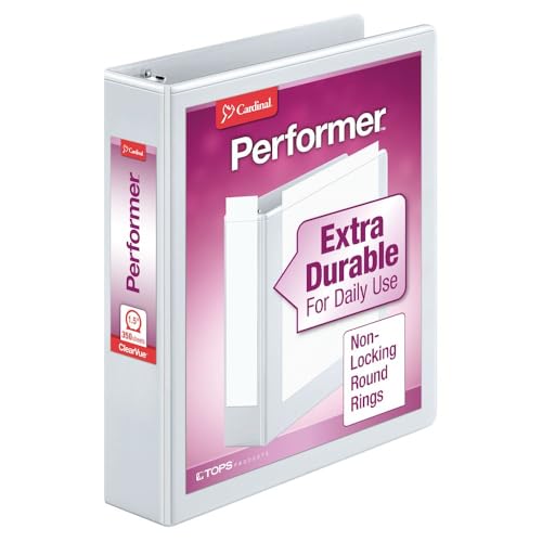 Cardinal Binder Performer with ClearVue Covers, 1.5" Round Rings, 350-Sheet Capacity, White - color: White, size: 1.5-Inch