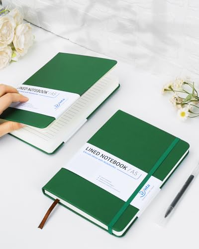 Dynta Hardcover Journal Notebooks, 10 Packs A5 Lined Journals Bulk for Writing 200 Pages/100Sheets, 8.4 x 5.8 inch, Classic Ruled Notebook for Work/Travel/College/Note Taking(Dark Green) - color: Dark Green
