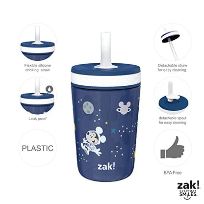 Zak Designs Disney Mickey Mouse Kelso Tumbler Set, Leak-Proof Screw-On Lid with Straw, Bundle for Kids Includes Plastic and Stainless Steel Cups with Bonus Sipper (3pc Set, Non-BPA) (Pack of 12) - color: Mickey Mouse, size: 3 Piece Set (Pack of 12)