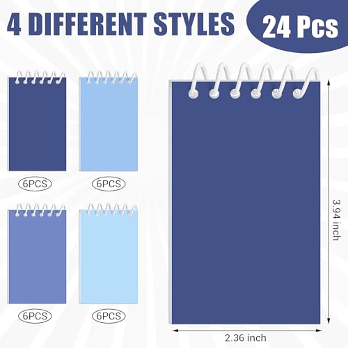 Epakh 24 Pcs Student Gift Bulk Pocket Spiral Notebook Memo Pads Mini Blank Pocket Notebooks 20 Sheets Per Notebook for School Classroom Home Office Nurses(Blue) - color: Blue