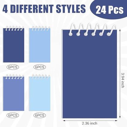 Epakh 24 Pcs Student Gift Bulk Pocket Spiral Notebook Memo Pads Mini Blank Pocket Notebooks 20 Sheets Per Notebook for School Classroom Home Office Nurses(Blue) - color: Blue