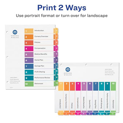 Avery 10 Tab Dividers | Multicolor Tabs | Table of Contents | For 3 Ring Binders | Pack of 48 - size: 10 tabs (Pack of 8)