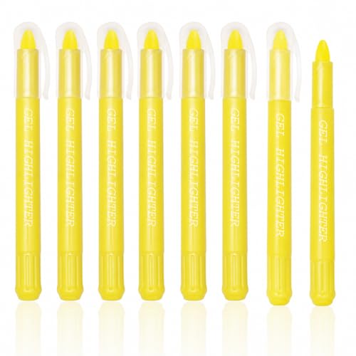 Yellow Gel Bible Highlighters, 8 Pack No Bleed Gel Highlighter Markers, Yellow Highlighters for Bible Study, Journaling, Notes, School and Office Use