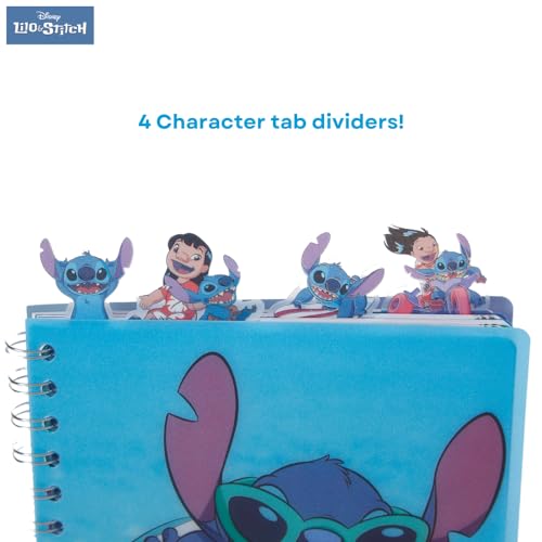 Disney Lilo and Stitch Tab Journal Notebook, Spiral Bound, 96 Lined Pages, 8 x 7 inches, Blue - style: Lilo and Stitch