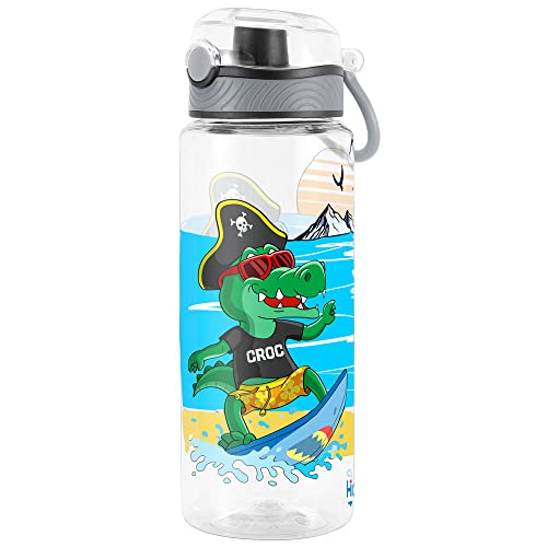 Cute Water Bottle for School Kids Girls, BPA FREE Tritan & Leak Proof & Easy Clean & Carry Handle, 23oz/ 680ml (Croc) - color: Croc