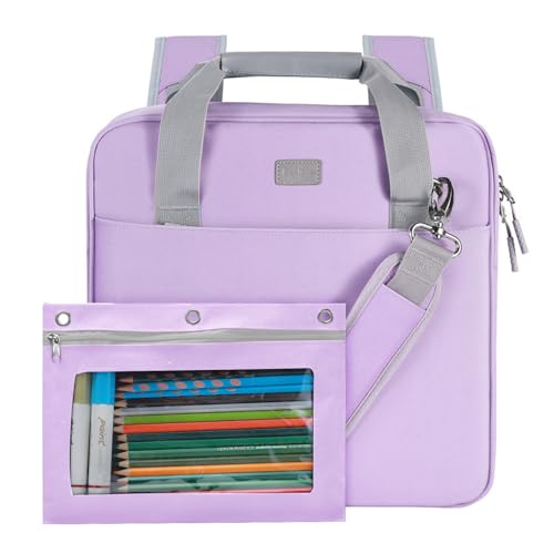 Realove 3 Inch 3 Ring Zipper Binder with Double Shoulder Strap & Handle - 3” D-Ring Binder with Zipper with Multi-Pocket (for 13” Laptop & Tablet and Smaller) for School-Purple(Pen not Included) - color: Light Purple