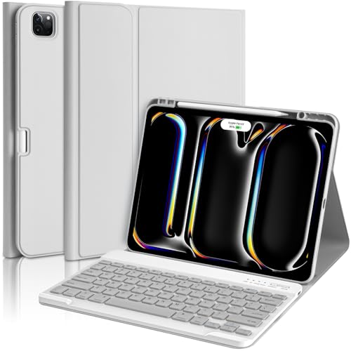 aMZCaSE for iPad Pro 13 inch Case with Keyboard (M5/M4) 2025/2024, for iPad Pro 13 Keyboard with Magnetic Detachable Folio Slim Cover, Smart Sleep/Wake, Pencil Holder, Gray - color: Gray