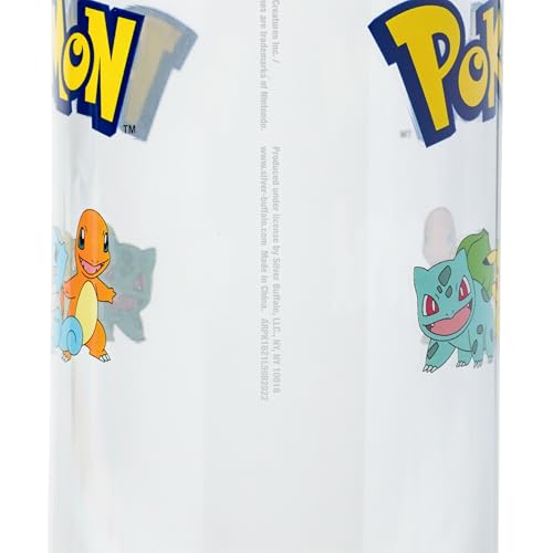 Silver Buffalo Pokémon Pikachu Jigglypuff, Plastic Water Bottle, 32oz | Bulbasaur, Charmander, Squirtle, Eevee, Meowth, Wartortle Twist Spout, Sticker Set, You Stick Yourself, Snorlax, Charizard - color: Pokemon Indigo League