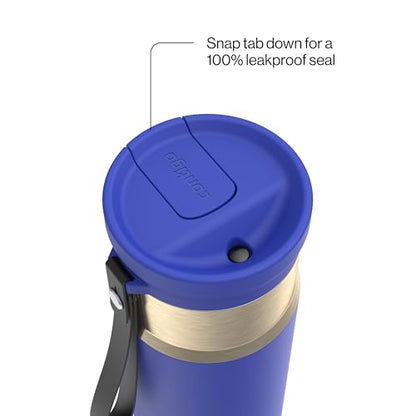 Contigo SnapSeal 709.8ml(24온스) 스테인리스 스틸 진공 단열 물병, 누출 방지 자동 닫힘 뚜껑, 휴대용 스트랩 및 재사용 가능한 빨대, BPA 프리 및 납 프리, 식기세척기 사용 가능 - color: 와일드 인디고 샴페인, size: 24온스