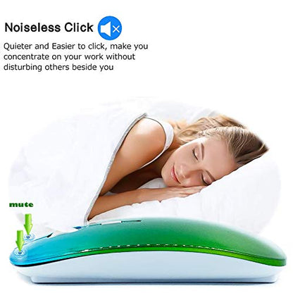 KLO Bluetooth Mouse for MacBook/Laptop/Notebook/pc/iPad/Chromebook, Wireless Mouse for MacBook Pro/AIR (Green Blue) - color: Green Blue