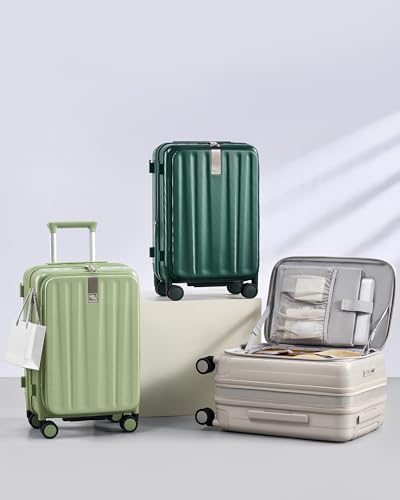 Hanke 26 Inch Expandable Luggage Top Opening Checked Bag Luggage Hard Shell Suitcases with Wheels Lightweight Travel Luggage Heavy Duty Luggage Suitcase with Lock for Woman Men-Bamboo Green - color: Bamboo Green, size: 26 Inch Expandable