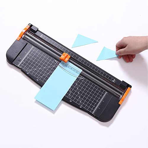 Portable Paper Cutter, 12.2 Inch Desktop A4 Paper Trimmer with Sliding Cutter Head, Side Ruler, and Safety Features for Crafting Photos, Cards, Office Supplies