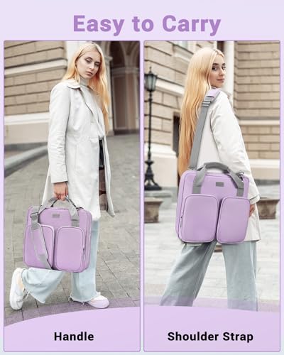 3 Inch Zipper Binder 3 Ring with Shoulder Strap & Multi-Pocket | Binder with Zipper Holds Up to 700 Sheets for Office School, Compatible with 13” MacBook Laptop ipad, Purple - color: Purple