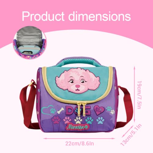 Insulated Lunch Bag for Kids Soft Bag Washable with Strap Reusable Toddler Lunch box School Supplies Food Carrier Snacks Picnic(Multi) - color: Dog