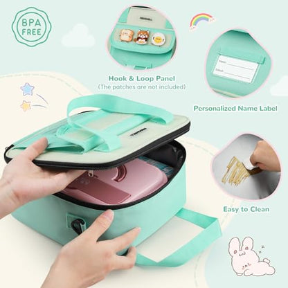 REDSHELL Lunch Box Kids, Large Insulated Lunch Bag Lunchbox for Girl, Green | Tactical Style, Cooler Lunchbag, Square Toddler Lunchbox, School & Daycare, Lunch Tote, Water Bottle Holder, Adjustable Strap - color: Green