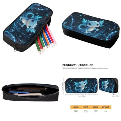 Blue Axolotl School Backpack Set 3Pcs Lightweight Casual Daypacks with Lunch Bag Pen Bag Set Portable Lunch Box Elementary Middle School Kids Backpack - color: Blue Axolotl-a