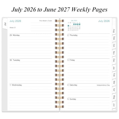 2026-2027 Pocket Planner/Calendar - 2026-2027 Planner from July 2026 - June 2027, Planner 26-27 with 12 Tabs, Twin-Wire Binding, Inner Pocket, 3.75" x 6.75, Blue Leaf Flower - color: Blue-Leaf-Flower, size: 3.75" x 6.75"